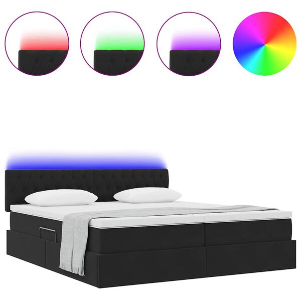 vidaXL Bett mit LED-Lichtleisten Schwarz 180 x 200 cm Samt