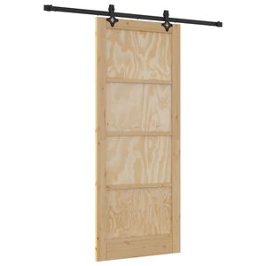 vidaXL Schiebet&uuml;r Nat&uuml;rlich und Schwarz 86 x 211 cm