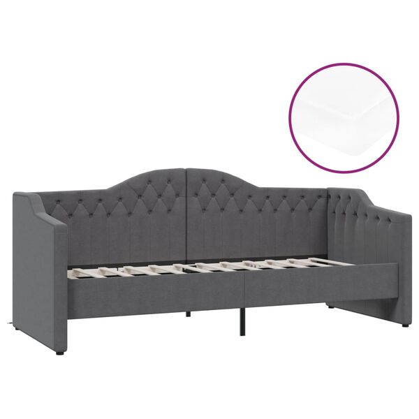 vidaXL Tagesbett mit Matratze USB Dunkelgrau Stoff 90x200 cm