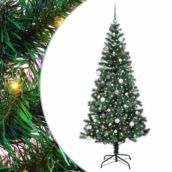 vidaXL K&uuml;nstlicher vorbeleuchteter Weihnachtsbaum Gr&uuml;n 210 cm
