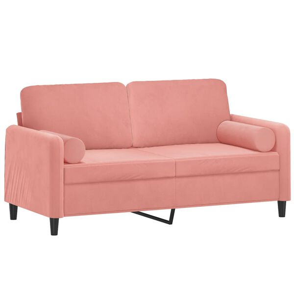 vidaXL 2-Sitzer-Sofa mit Kissen Rosa 140 cm Samt