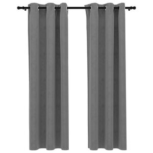 134816 vidaXL Blackout Curtains with Rings 2 pcs Grey 37"x63" Velvet (US only) - Untranslated