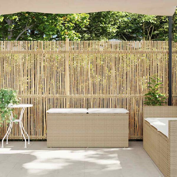 vidaXL Gartenbank mit Kissen Beige 110x40x44 cm Poly Rattan
