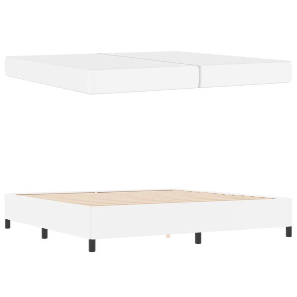vidaXL Bettrahmen mit Matratze Wei&szlig; 200 x 200 cm Stoff
