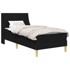 vidaXL Bettgestell mit Matratze mit Kopfteil Schwarz 90 x 190 cm Stoff