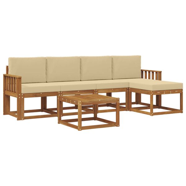 vidaXL Outdoor-Sofagarnitur 6 pcs Natur und Beige Massivholz Akazie