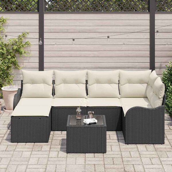 vidaXL Gartensofa-set Schwarz Poly-Rattan