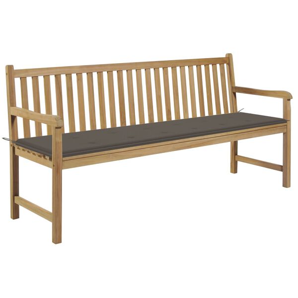 vidaXL Gartenbank mit Taupe Auflage 175 cm Massivholz Teak