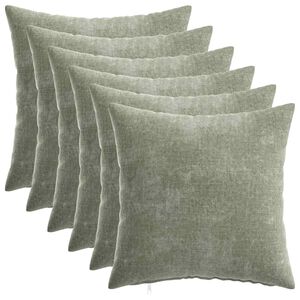 vidaXL Kissenbezug 6 stk. HEERLEN Gr&uuml;n 30 x 30 cm Chenille-Stoff