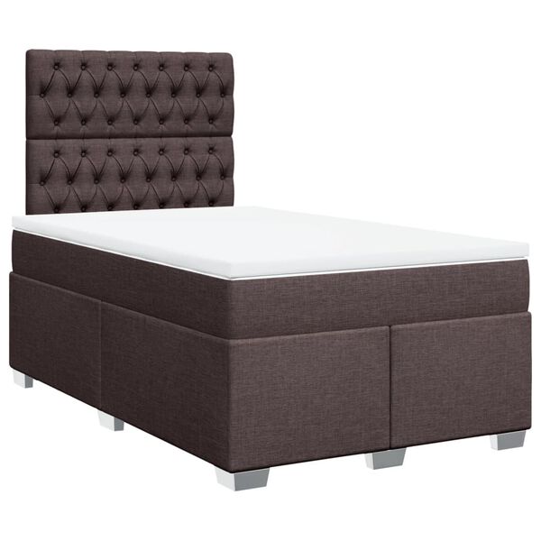 vidaXL Boxspringbett mit Matratze Dunkelbraun 120x190 cm Stoff