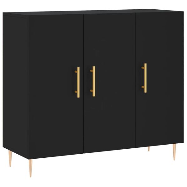 vidaXL Sideboard Schwarz 90x34x80 cm Holzwerkstoff