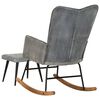 vidaXL Schaukelstuhl mit Fu&szlig;hocker Grau Vintage Canvas