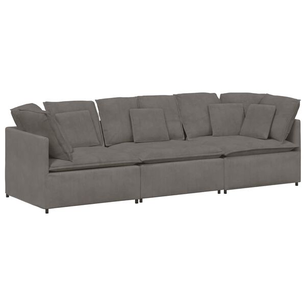 vidaXL Modulares Sofa mit Kissen Cordstoff Hellgrau