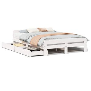 vidaXL Massivholzbett ohne Matratze Wei&szlig; 140x200 cm Kiefernholz