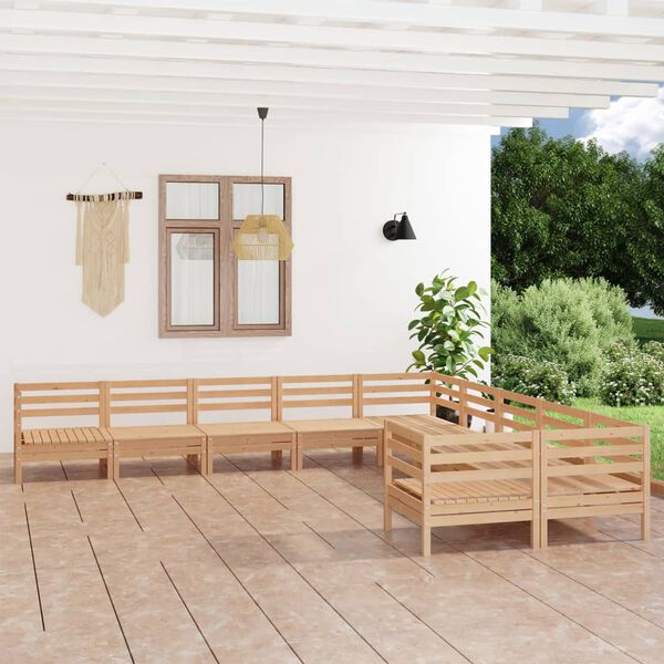 vidaXL 10-tlg. Garten-Lounge-Set Massivholz Kiefer