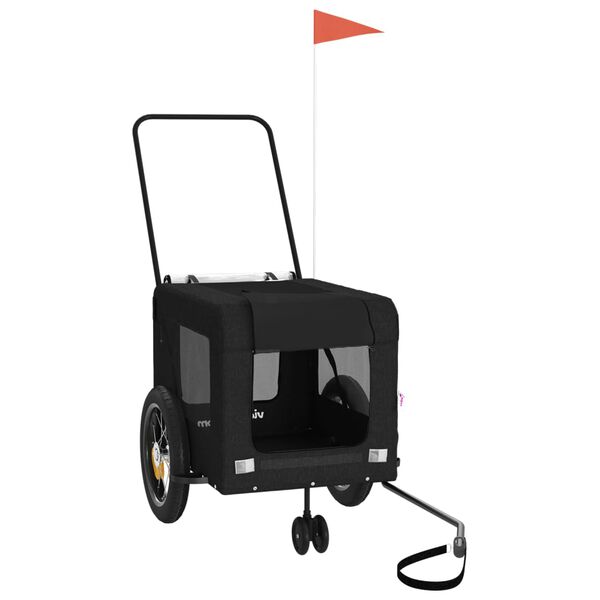 vidaXL Fahrradanhänger Hunde Schwarz Oxford-Gewebe und Eisen