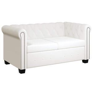 vidaXL Chesterfield-Sofa 2-Sitzer Kunstleder Wei&szlig;
