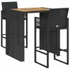 vidaXL 3-tlg. Gartenbar-Set ohne Kissen Schwarz Poly Rattan Akazie