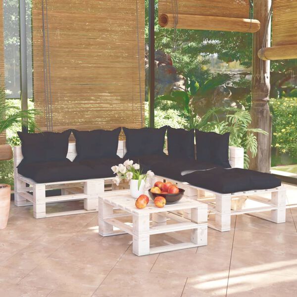vidaXL 6-tlg. Garten-Lounge-Set aus Paletten mit Kissen Kiefernholz