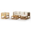 vidaXL 6-tlg. Garten-Lounge-Set mit Auflagen Creme Massivholz Akazie