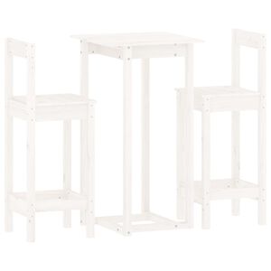 vidaXL 3-tlg. Bar-Set Wei&szlig; Massivholz Kiefer