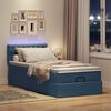 vidaXL Ottoman-Bett mit Matratze & LEDs Blau 90x190 cm Stoff