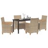 vidaXL Garten Essgruppe 5 pcs Beige Poly-Rattan
