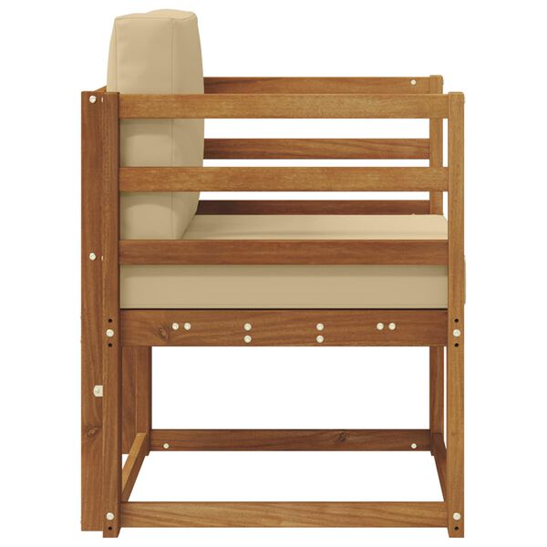 vidaXL Outdoor-Sofa Massives Akazienholz und Polyester Natur