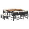 vidaXL 11-tlg. Garten-Essgruppe mit Kissen Schwarz Poly Rattan