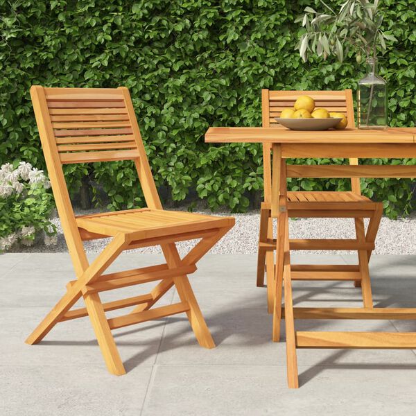 vidaXL Gartenstühle 2 Stk. Klappbar 47x62x90 cm Massivholz Teak