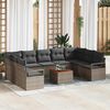 vidaXL Garten-Sofa-Set mit Kissen 10 pcs Grau Poly Rattan