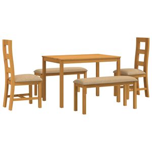 vidaXL Essgruppe 5 stk. Beige Massivholz Eiche