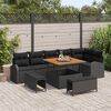 vidaXL Garten-Sofa-Set mit Kissen 9 pcs Schwarz Poly Rattan