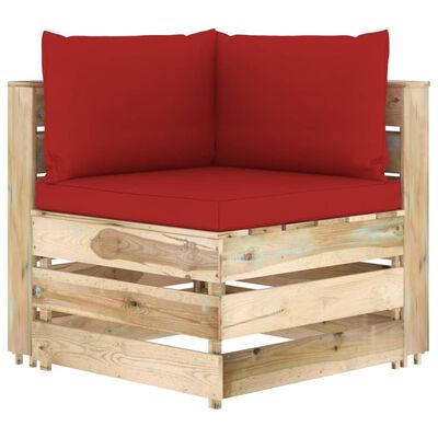 vidaXL 4-Sitzer-Gartensofa mit Kissen Grün Imprägniertes Holz