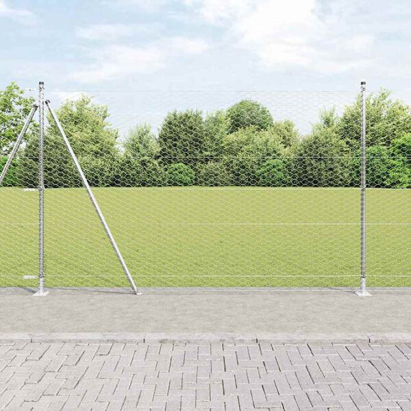 vidaXL Zaunpfosten Silber 10 x 1,6 m (36 mm Maschenweite) Stahl