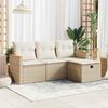 vidaXL 4-tlg. Garten-Sofagarnitur mit Kissen Beige Poly Rattan