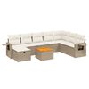 vidaXL 9-tlg. Garten-Sofagarnitur mit Kissen Beige Poly Rattan