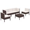 vidaXL 6-tlg. Garten-Lounge-Set mit Auflagen Poly Rattan Braun
