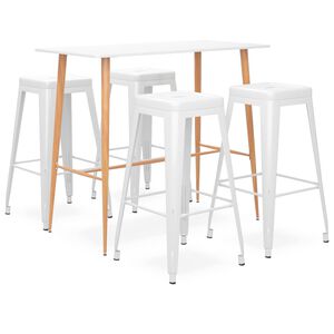 vidaXL 5-tlg. Bar-Set Wei&szlig;