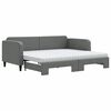 vidaXL Tagesbett Ausziehbar mit Matratzen Dunkelgrau 90x190 cm Stoff