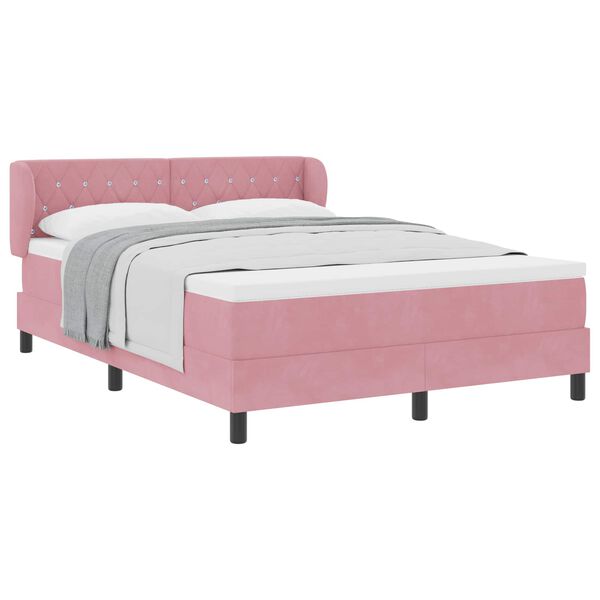 vidaXL Boxspringbett mit Kopfteil Rosa 140 x 200 cm Samt