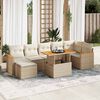 vidaXL 8-tlg. Garten-Sofagarnitur mit Kissen Beige Poly Rattan Akazie