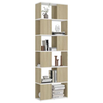 vidaXL Bücherregal Raumteiler Weiß Sonoma-Eiche 60x24x186 cm