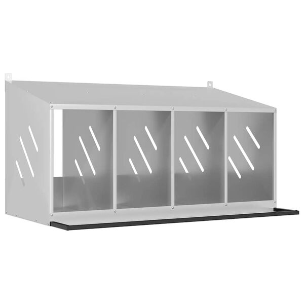 vidaXL H&uuml;hner-Nistkasten mit 4 F&auml;chern Verzinktes Silber Metall