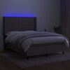 vidaXL Boxspringbett mit Matratze & LED Taupe 140x200 cm Stoff