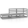 vidaXL 3-tlg. Garten-Lounge-Set Grau Massivholz Kiefer
