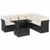 vidaXL 7-tlg. Garten-Sofagarnitur mit Kissen Schwarz Poly Rattan