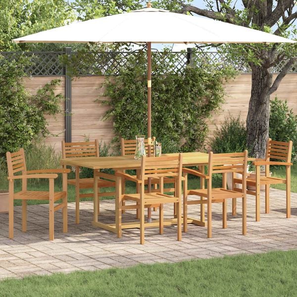 vidaXL Garten Essgruppe 7 pcs Braun Massivholz Teak