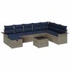 vidaXL Gartensofa-set 9 Stk. Grau und Marineblau Poly-Rattan