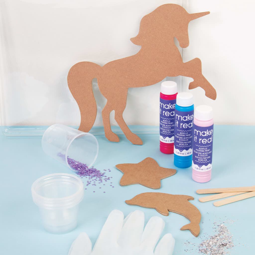 make it real Kunstwerke Acrylic Pouring Set Spielzeug Acrylfarben für Kinder 